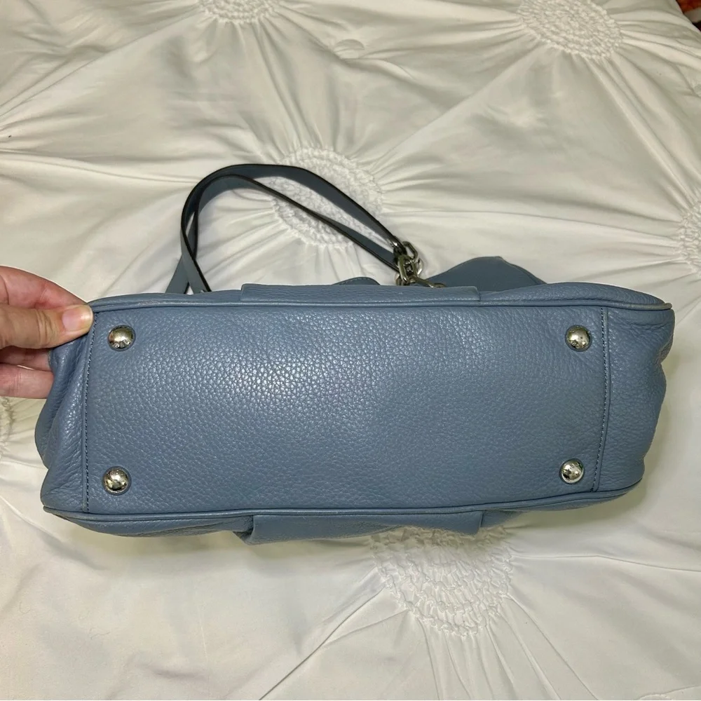 Michael Kors Blue Multi-Compartment Double Strap Shoulder Bag with Chain Accents
